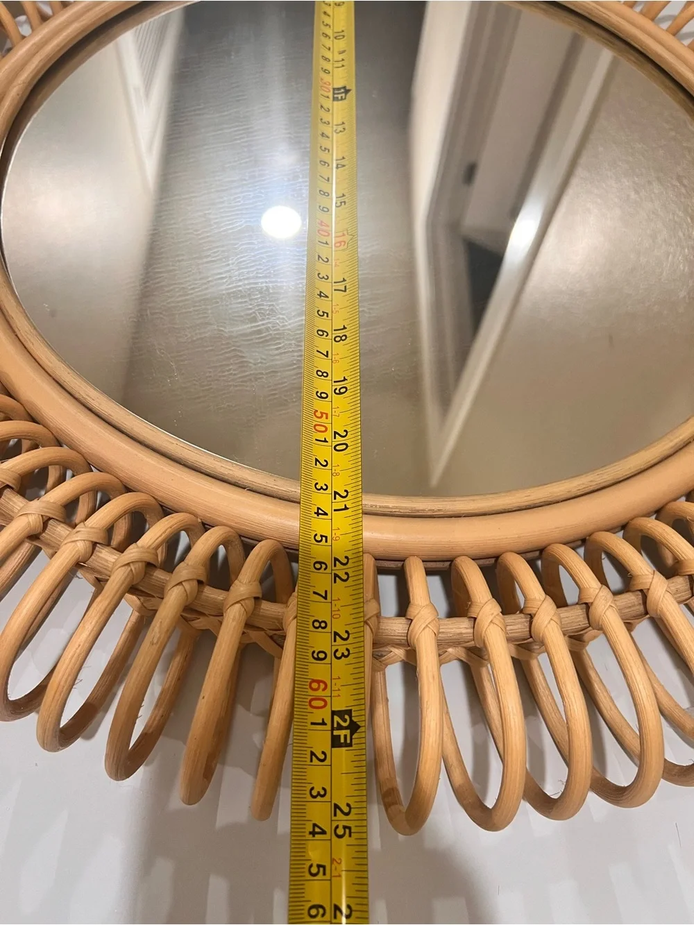 Natural Rattan Round Wall Mirror - Tan
